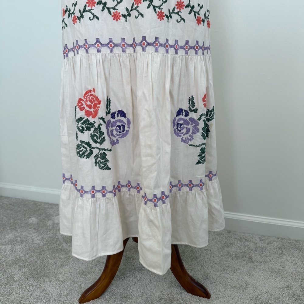 Anthropologie‎ Athena Embroidered Floral Maxi Dress Size Small Cottagecore - Picture 4 of 15
